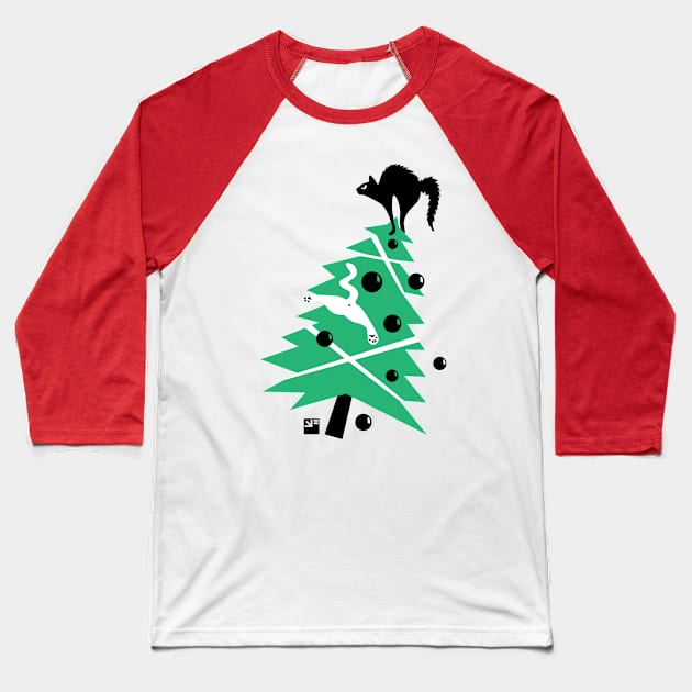 Angry Animals - Catmas tree Baseball T-Shirt by VrijFormaat